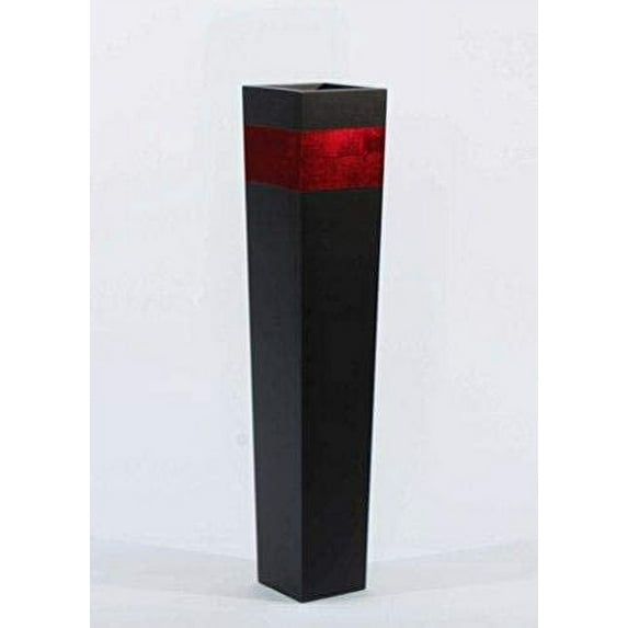 Green Floral Crafts 27-inch Tapered Tall Floor Vase Handcrafted for Dried Flower Branches Artificial Floral Arrangements Ideal Home Office Party and Living Room Decoration, Black with Red Accent