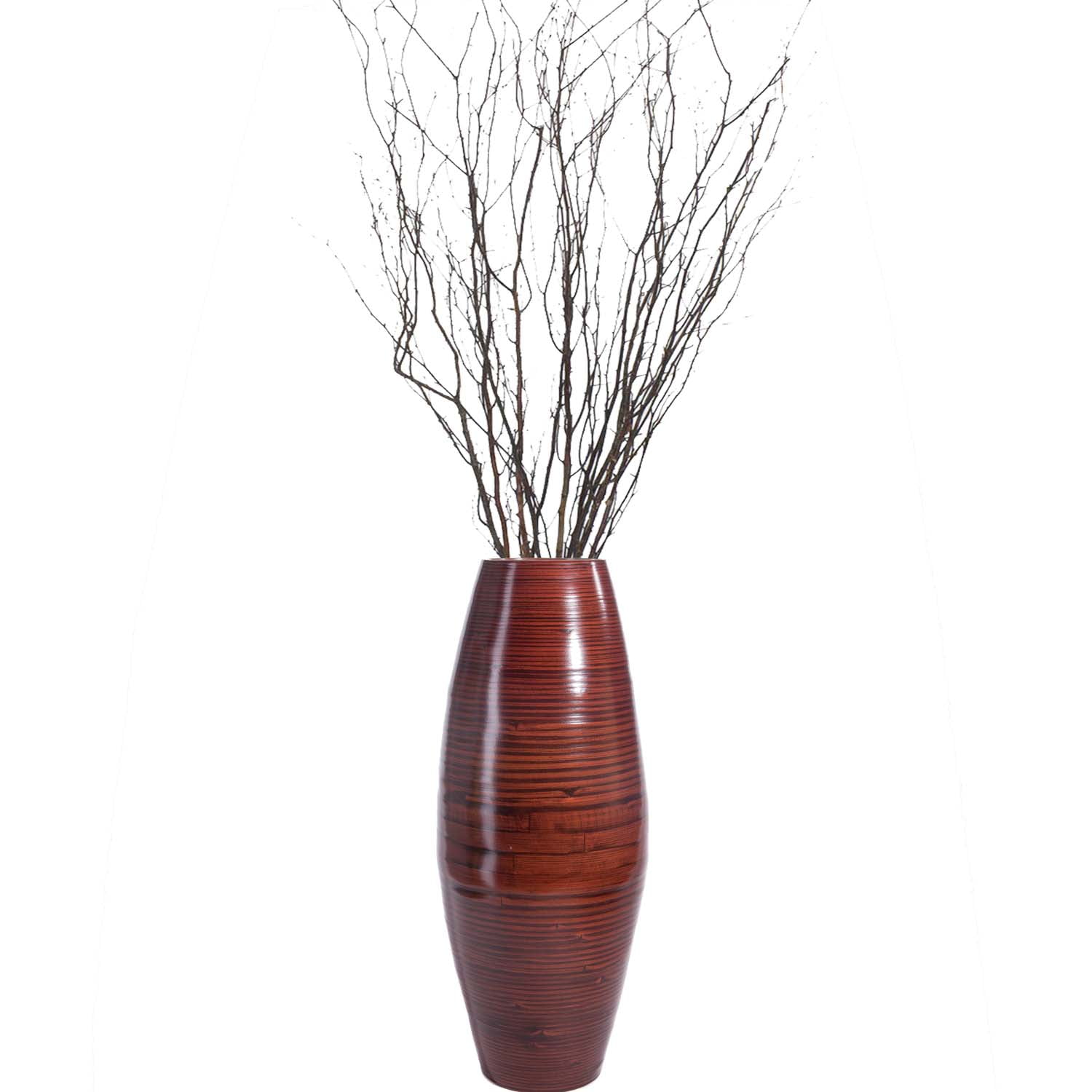Green Floral Crafts 36 in. Tall Brown Cylinder Floor Vase & Branches