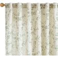 thumbnail image 1 of Green Floral Curtains 84 Inch Length Linen Farmhouse Curtain Back Tab Drapes for Living Room Bedroom Light Filtering Vintage Rod Pocket Curtains, 2 Panels, Green on Beige, 1 of 8