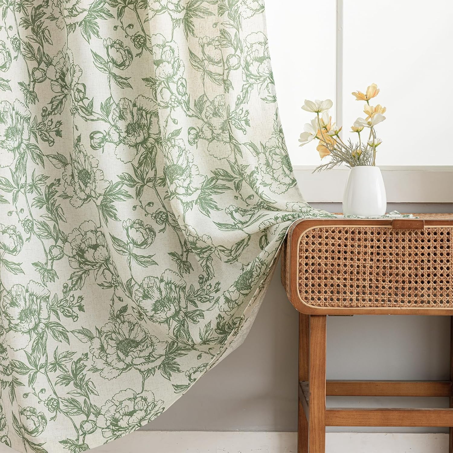 Green Floral Curtains for Living Room 84 Inches Long French Country ...