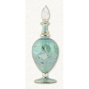 Green Floral Etched Egg Egyptian Blown Glass Perfume Bottle Made in Egypt
