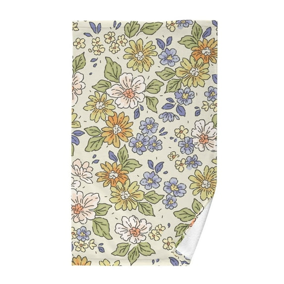 Green Floral Flowers Cotton Face Towels Soft Hand Towel Absorbent Bathroom Towel for Kitchen Hotel Decoration