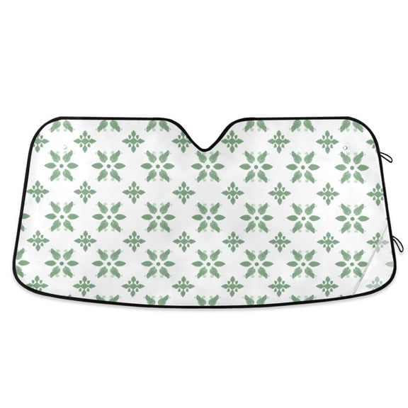 Green Floral Motifs Car Windshield Sun Shade Foldable Car Front Window Visor Heat and UV Protection 53x23.5