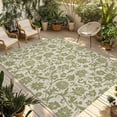 thumbnail image 1 of Green Floral Outdoor Rug for Patio/Deck/Porch, Non-Slip Large Area Rug 3 x 5 Ft, Vintage Rustic Botanical Spring Indoor Outdoor Rugs Washable Area Rugs, Reversible Camping Rug Carpet Runner, 1 of 8