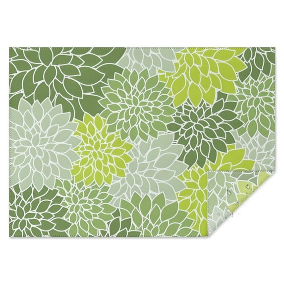 Green Floral and Petal Pattern Rectangle Tablecloth 60"x84",Waterproof Polyester Rectangle Table Cloth, Wipeable Spillproof Polyester Tablecloth for Dining, Camping, Indoor and Outdoor