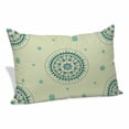 thumbnail image 1 of Green Floral Pillow Covers, Linen Long Throw Pillow Case, round Floral Ethnic Abstract Patterned Holiday Pillow Protector Decorative Cushion Cover for Living Room/Bedroom 20" x 30", 1 of 8