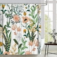 thumbnail image 1 of Green Floral Shower Curtain (72\u201d x 72\u201d), Flower Tropical Leaves Shower Curtains, Polyester Fabric Printed Shower Curtain Set for Bathroom with Hooks, 1 of 6