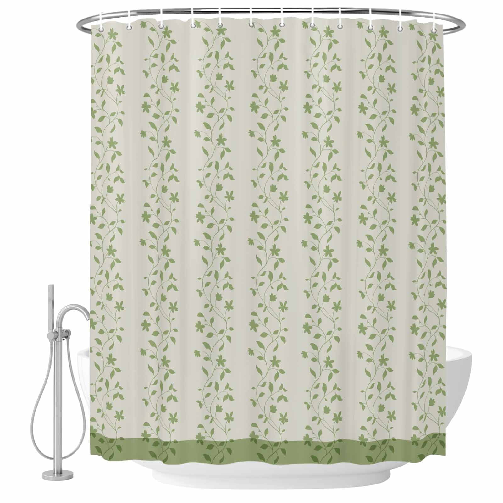 Green Floral Shower Curtainnull