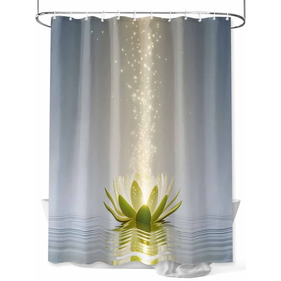 Green Floral Shower Curtain Set ，Waterproof Fabric Shower Curtains Modern Zen Lotus Flower Spiritual Blossom in Water Shower Curtains for Bathroom,Bathroom Decor 72"x84"