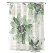 Green Floral Shower Curtain, Vintage Flowers Waterproof Shower Curtain Set with 12 Hooks Lightweight Washable Fabric Shower Curtains for Bathroom 36x72 Inches