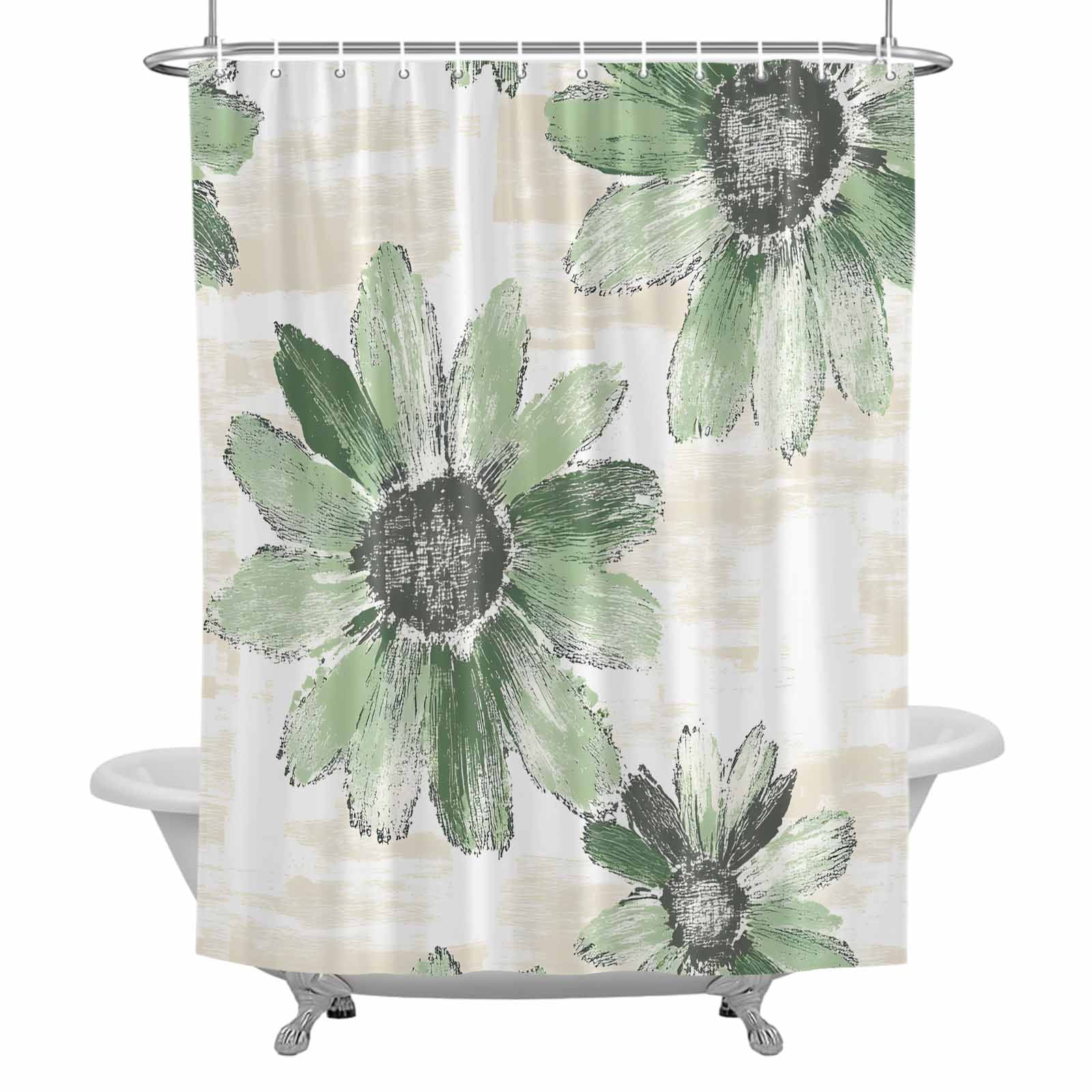 Green Floral Shower Curtainnull