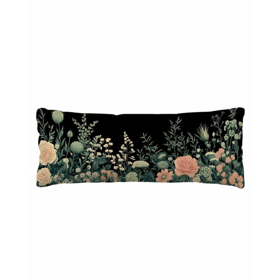 Green Floral Spring Body Pillow Cover 20 x 54 Inch Decorative Pillow Cover Farmhouse Vintage Botanical Lumbar Pillowcase Seasonal Rectangle Cushion Case for Couch Sofa Bed Living Room