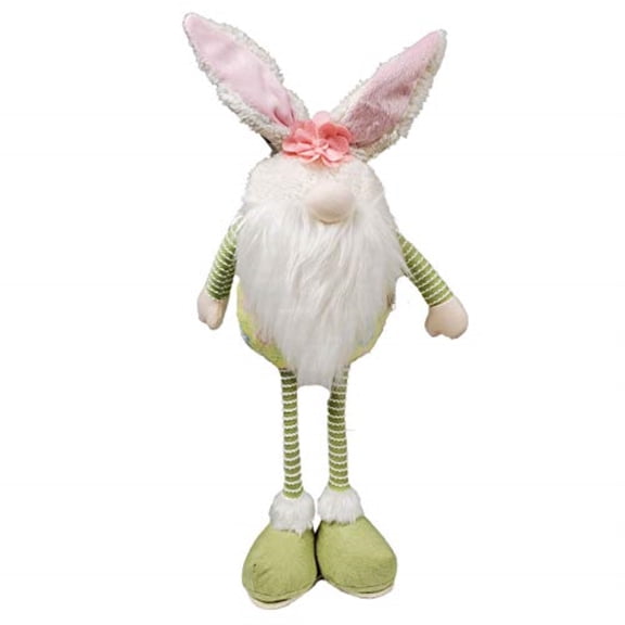 Green Floral Standing Easter Bunny Gnome Plush Figurine Rabbit 17 Inch New