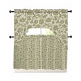 thumbnail image 1 of Green Floral Swag Kitchen Curtains Sets for Windows 24 Inch Length, Vintage Rustic Botanical Spring Short Window Curtain Panels Swags Valances and Tiers 3 Piece Set for Cafe/Dining Room, 1 of 5