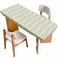 thumbnail image 1 of Green Floral Table Cloths for 8 Foot Rectangle Tables, Spring Flowers Patio Waterproof Elastic Fitted Tablecloths, Washable Rectangular Table Cover for Camping, 1 of 8