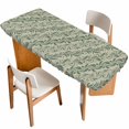thumbnail image 1 of Green Floral Table Cloths for 8 Foot Rectangle Tables, Spring Flowers Pattern Botanical Vintage Patio Waterproof Elastic Fitted Tablecloths, Washable Rectangular Table Cover for Camping, 1 of 8