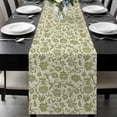 thumbnail image 1 of Green Floral Table Runner 72 Inches Long, Vintage Rustic Botanical Spring Kitchen Coffee Dining Table Decoration for Home Party Birthday Wedding Home Decor 14x72 Inches, 1 of 8