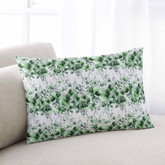 Green Floral Throw Pillow Covers, Vintage Farmhouse Garden Flower Leaves Soft Breathable Pillow Cases with Invisible Zipper for Sleeping, Standard Pillowcases for Couch Bed Sofa Chair 20x26 Inches