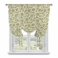 thumbnail image 1 of Green Floral Tie Up Curtains 45 Inches Long, Kitchen Window Curtains Over Sink, Vintage Rustic Botanical Spring Small Window Curtains Shade Balloon Curtains Valances for Bedroom/Cafe 34"x45", 1 of 8