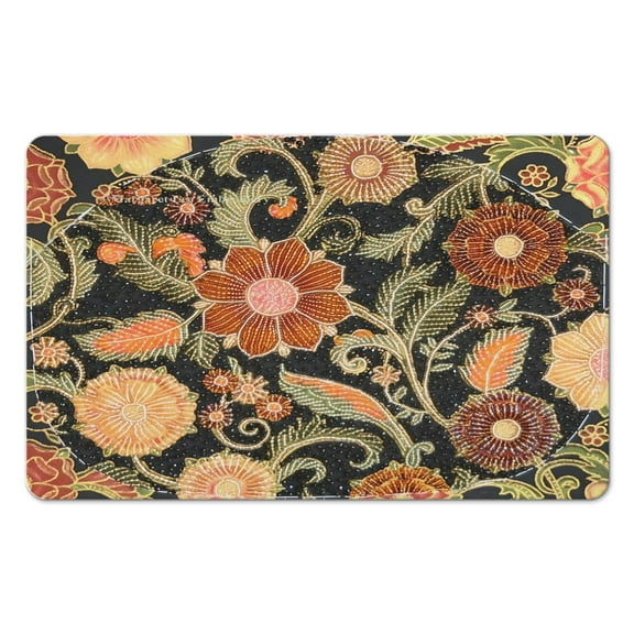 Green Floral Washable Carpet 20x32 Inch - Non-Slip Modern Rug Ideal for Entryways, Bedrooms, Bathrooms, Laundry Rooms - Small Distressed Accent Area Rug