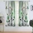 thumbnail image 1 of Green Floral Window Curtain Rustic Country Flower White Daisy Butterfly Sage Mint Black Boho Plant Botanical Fun Living Room Bedroom Window Drapes Treatment Fabric 1 Pair, 42" W x 63" L, Spring, 1 of 6