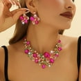 thumbnail image 1 of Green Flower Bib Statement Necklace and Earrings Cluster Crystal Chunky Jewelry Set Rhinestone Bridal Jewelry Set for Women, 1 of 4