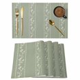 thumbnail image 1 of Green Flower Branch Placemats Set of 6 Spring Summer Farmhouse Botanical Place Mats Indoor Wipeable Table Mats Washable Cloth Dining Table Placemats for Kitchen Holiday Party Home Decor 13x19 Inch, 1 of 9