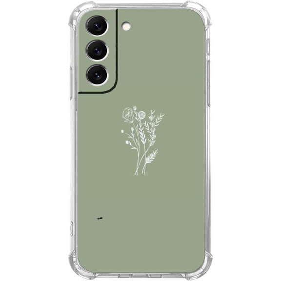 Green Flower Case for Samsung Galaxy S23 Plus, Aesthetic Abstract Minimalism Floral Pattern, Soft TPU Full Cover for Galaxy S23 Plus