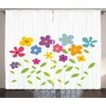 thumbnail image 1 of Ambesonne Green Flower Curtains 2 Panel Set, Colorful Leafy Meadow, 108" x 96", Multicolor, 1 of 3