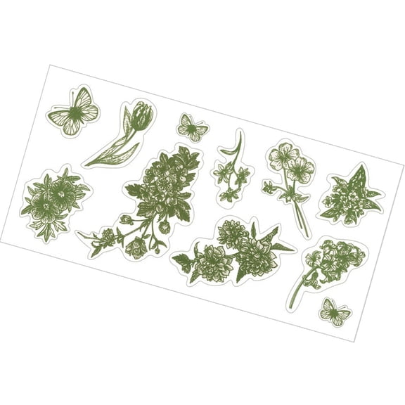 Green Flower DTF Transfer Cup Wraps Sticker For Clear Tumblers Fade PVC Without Bubble Adhesive Decal Label