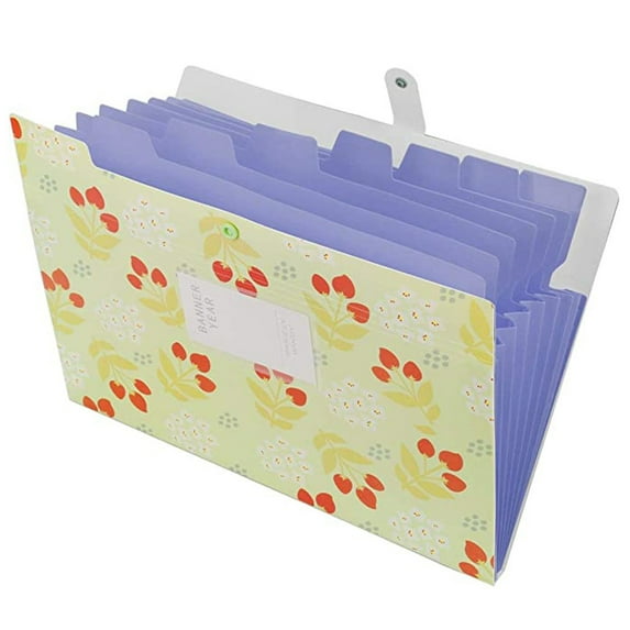 Green Flower Design Color Folder Expanding Files Folder 8 Pockets A4 Accordion File Organizer,Index Accordion Binder High Capacity Expanding Document Folder for Business Office Study