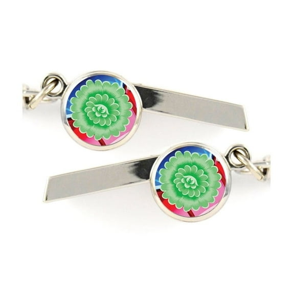 Green Flower Safety Whistle Keychain