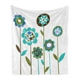 thumbnail image 1 of Green Flower Soft Flannel Fleece Blanket, Grunge Floral Doodles Circles and Lines Pattern Geometric Design Retro Leaves, Cozy Plush for Indoor and Outdoor Use, 50" x 70", Multicolor, by Ambesonne, 1 of 5