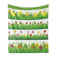 thumbnail image 1 of Green Flower Soft Flannel Fleece Blanket, Lawn Pattern Horizontal Design Floral Arrangement Nature Scenes Spring Season, Cozy Plush for Indoor and Outdoor Use, 50" x 60", Multicolor, by Ambesonne, 1 of 5