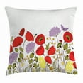 thumbnail image 1 of Green Flower Throw Pillow Cushion Cover, Hand Drawn Nature Scene with Foliage and Fauna Elements Honey Bees Butterflies, Decorative Square Accent Pillow Case, 24 X 24 Inches, Multicolor, by Ambesonne, 1 of 2