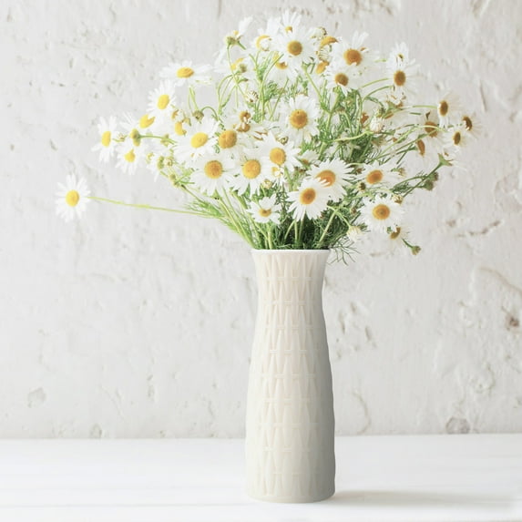 Green Flower Vase under $5! CQCYD Green Plastic Vase, 9.8 Inch Modern Flower Vase for Pampas Grass and Bouquets, Decorative Vase for Home Decor, Shelf Desk Table Centerpiece for Living Room Office