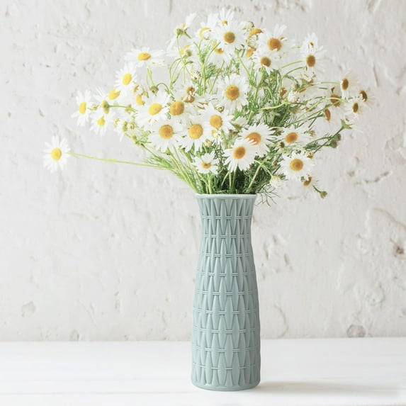 Green Flower Vase under $5! CQCYD Green Plastic Vase, 9.8 Inch Modern Flower Vase for Pampas Grass and Bouquets, Decorative Vase for Home Decor, Shelf Desk Table Centerpiece for Living Room Office