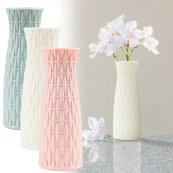 Green Flower Vase under $5! CQCYD Green Plastic Vase, 9.8 Inch Modern Flower Vase for Pampas Grass and Bouquets, Decorative Vase for Home Decor, Shelf Desk Table Centerpiece for Living Room Office