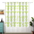 thumbnail image 1 of Green Flowers Pattern Thermal Blackout Curtains 63x55 Inch 2 Panels Grommet Window Drapes for Bedroom Living Room, 1 of 5