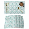 thumbnail image 1 of Green Flowers Placemats Set of 4, Boho Ethnic Abstract Floral Texture Placemats for Dining Table, Place Mats for Kitchen Tabletop, Waterproof Wipeable Dining Table Mats Set, 1 of 9