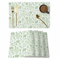 thumbnail image 1 of Green Flowers Placemats Set of 6, Pastoral Farmhouse Botanical Floral Placemats for Dining Table, Place Mats for Kitchen Tabletop, Waterproof Wipeable Dining Table Mats Set, 1 of 9