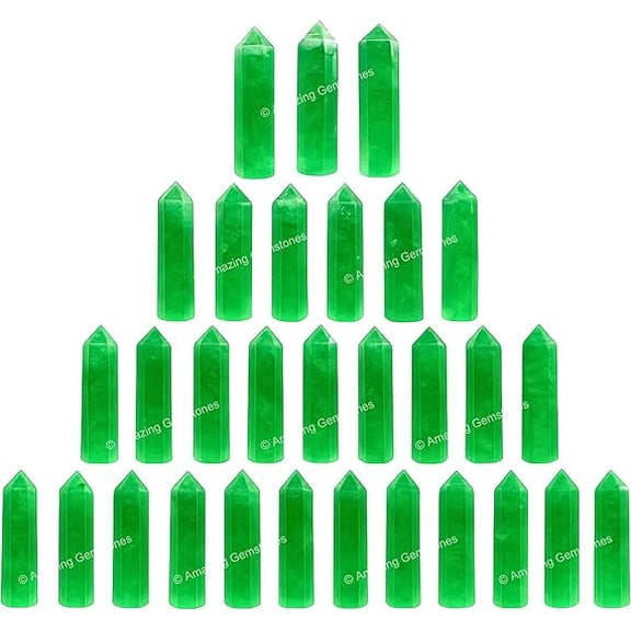 Green Fluorite Crystal Points, Healing Crystals for Crafts, Crystal Grid, DIY Work (Pack of 3)