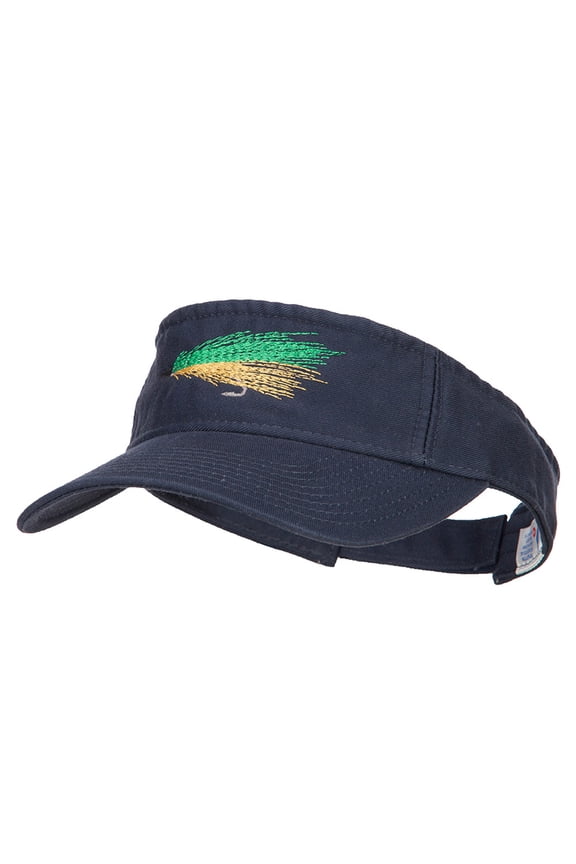 Green Fly Fishing Embroidered Pro Style Cotton Washed Visor - Navy OSFM
