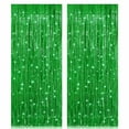 thumbnail image 1 of Green Foil Fringe Curtain, Holytech 2 Pack 3.2ft x 8.2ft Metallic Tinsel Foil Fringe Rain Curtain Streamers Photo Backdrop for St Patricks Day Decorations Birthday Christmas Party Decor, 1 of 7