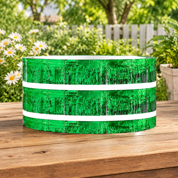 Green Foil Fringe Garland Metallic Wall Hanging Drapes Tassel Skirting Tinsel Streamers Decorations for Parade Float Trailer Mardi Gras Party Birthday St. Patrick's Day