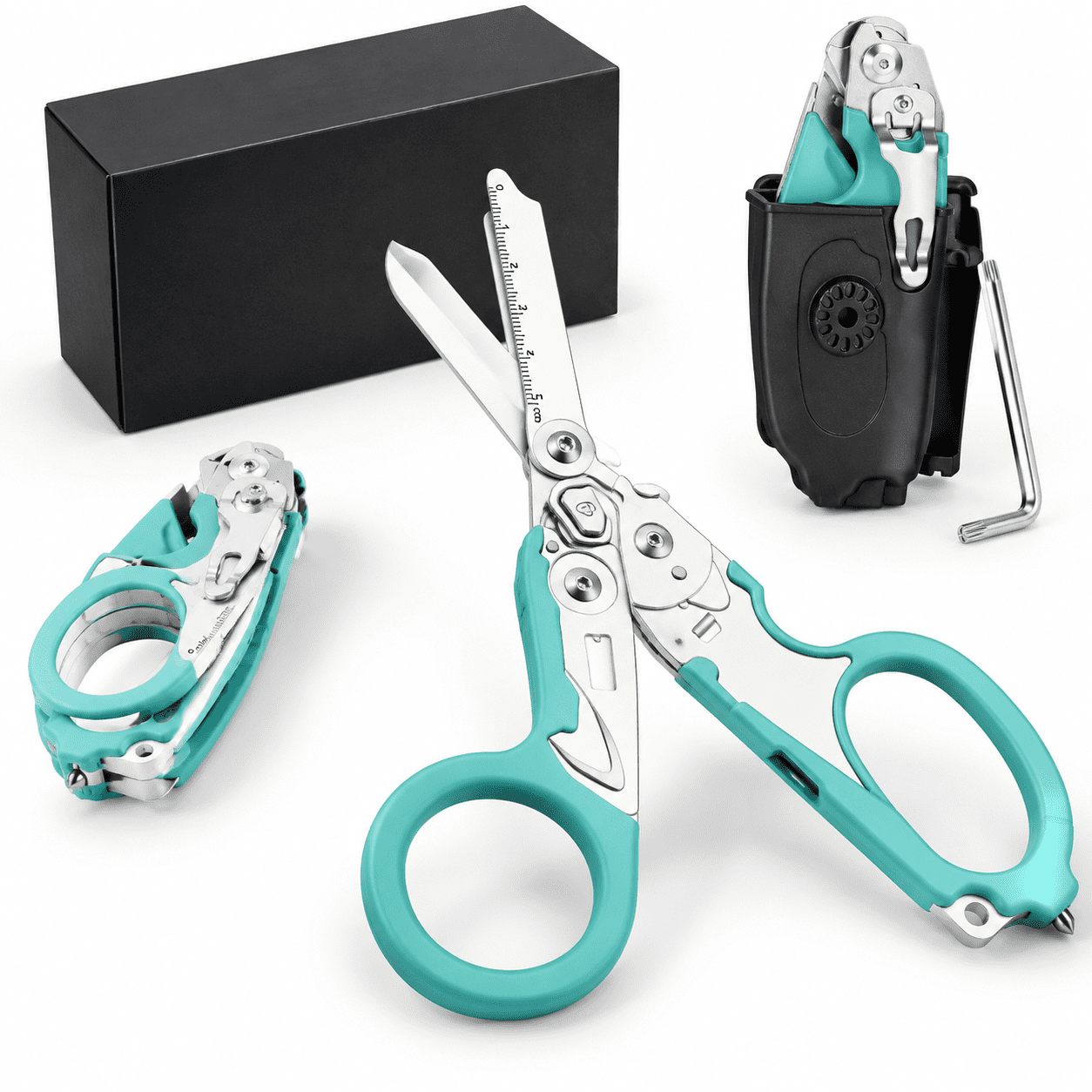 Traua Shears Green Foldable 6-in-1 Stainless Steel Multi-Tool Trauma Shears with ...