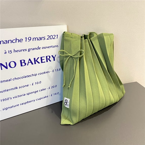 Green Foldable Tote Bag For Women -Aesthetic Female Tote Large Knitted Bag-Cute Fashion Stuff Gift-Beach Bag Shoulder Bag Big Purse-Hobo Crossbody Bag