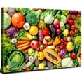 thumbnail image 1 of Green Food Wall Art Kitchen Decor Modern Canvas Prints Fresh Vegetable Pictures for Dinner Room Kitchen Colorful Various Fresh Fruit Framed Artwork Restaurant Table Living Room Home Decor 12x16, 1 of 6