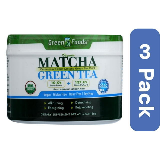 Green Foods Green Tea Matcha Brown Rice Solids 5.5 oz (Pack Of 3)