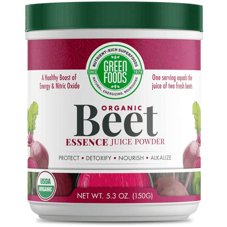 Green Foods - Organic Beet Essence Juice Powder- Nitric Oxide Super Food, Wholefood Antioxidant, Natural Pre Workout, Energy, Endurance, Detox, Heart Health 5.3oz 30 Servings